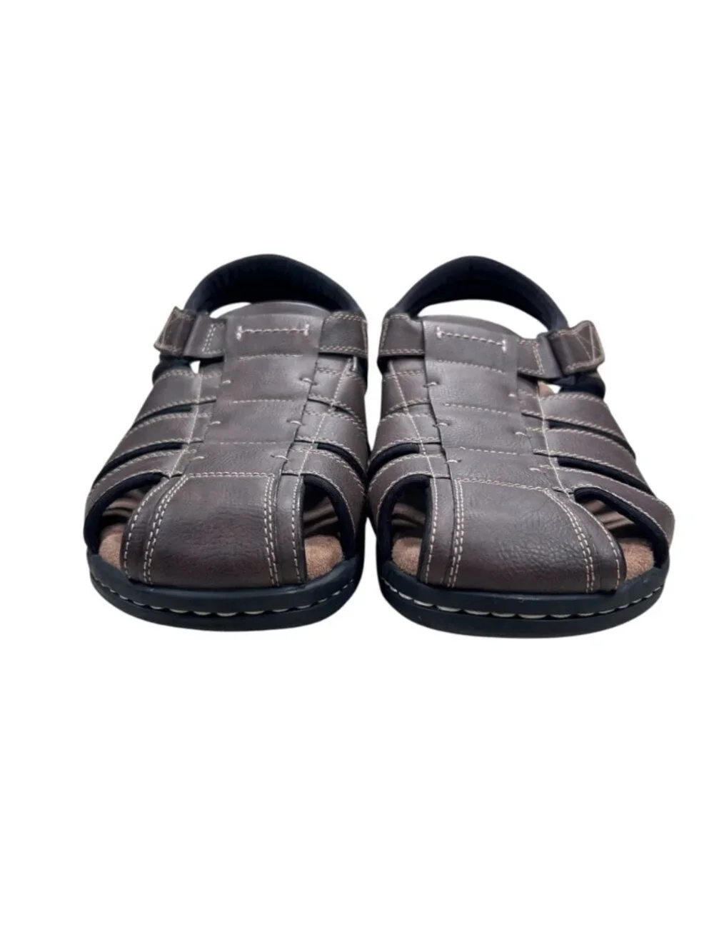 Dockers Marin Fisherman Sandal 12 Men Memory Foam Leather Brown Comfort